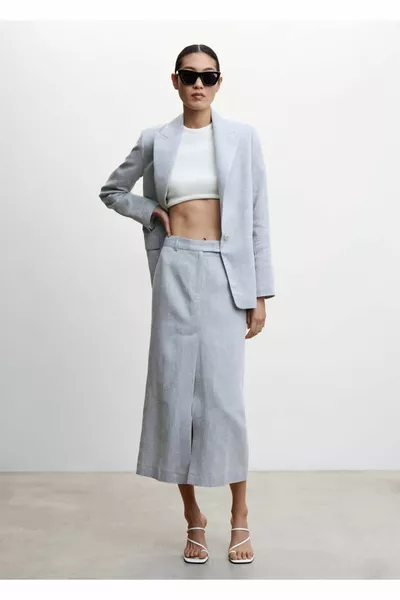 Linen slit skirt