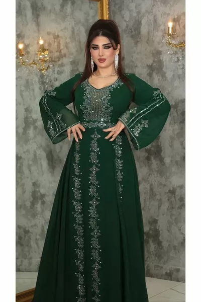 Zena Fashion Dubbele Rok Kralenprint Gedetailleerde Avondjurk