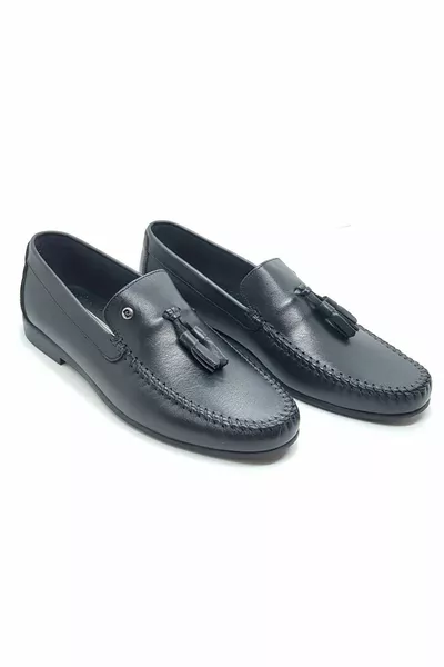 أحذية لوفر سوداء جلد طبيعي