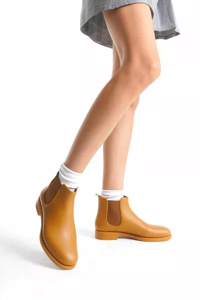 المرأة شقة وحيد أحذية المطر أحذية قصيرة مرنة