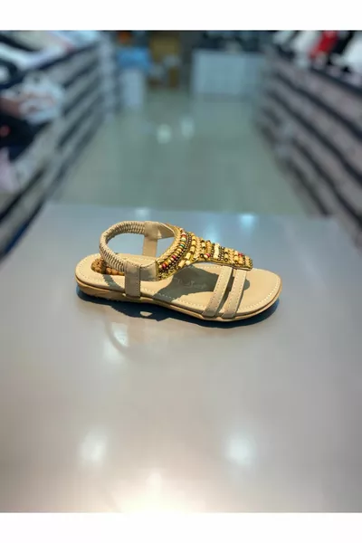 Girls' Beaded Stone Sandals