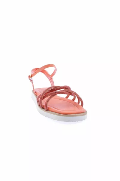 Y Women's Cross Silver Stone Sandals Orange