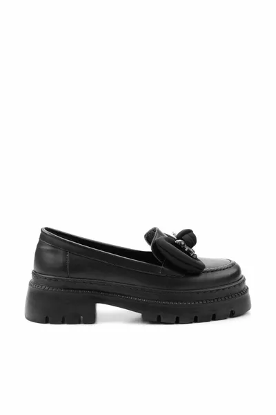 Черни дамски обувки за мокасини 