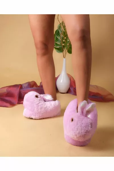 Дамска люляк Fuzzy Заешка фигура Нехлъзгаща се подметка Пухкави плюшени ботуши Домашни ботуши Удобни пандуф