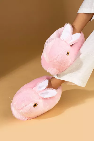 Унисекс пудра розова сладка зайче дизайн плюшена гъба за къща