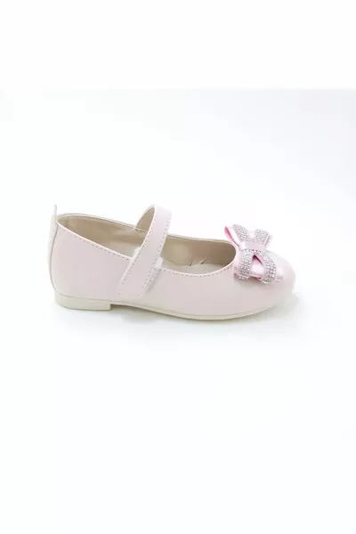 شقق باليه فيلكرو للأطفال مع تفصيل قوس حجري