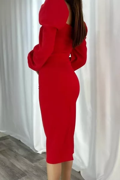 نسيج كريب مطاطي مزدوج الصدر طوق مساء اللباس والتخرج اللباس مع الانقسام والشق 