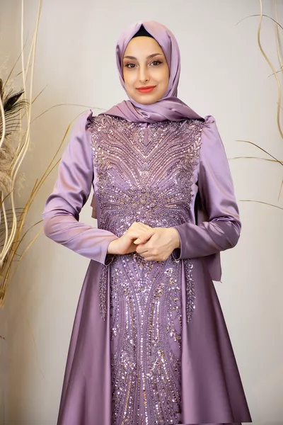 Опашка Хиджаб Вечерна рокля Люляк