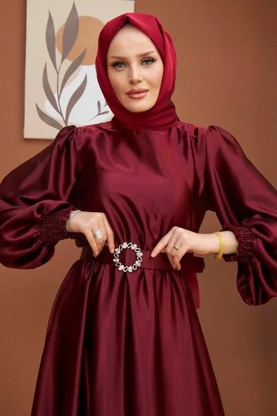 Meral Evening Dress - Bordeaux