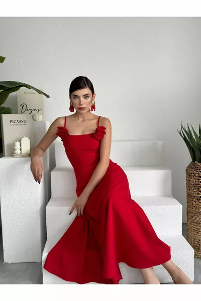 فستان طويل أطلس روز