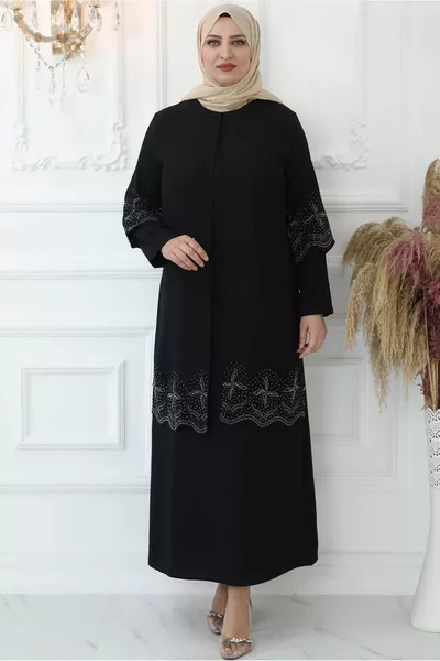 المرأة الحجر الأسود مطرزة مساء اللباس T 