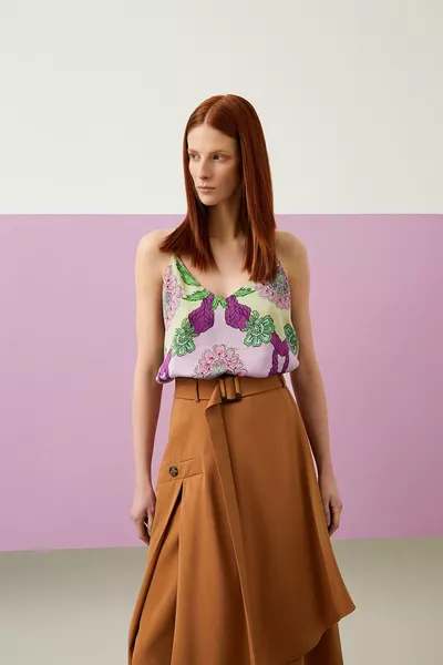 ПОЛА С АСИМЕТРИЧНА КРОЙКА МИДИ ДЪЛГА ПОЛА С КАМИЛСКИ КОЛАН