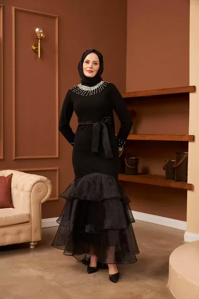 Вечерна рокля Tuğba - черна