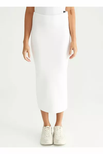 الخصر المطاطي أوف وايت المرأة تنورة ميدي مستقيم K-ner