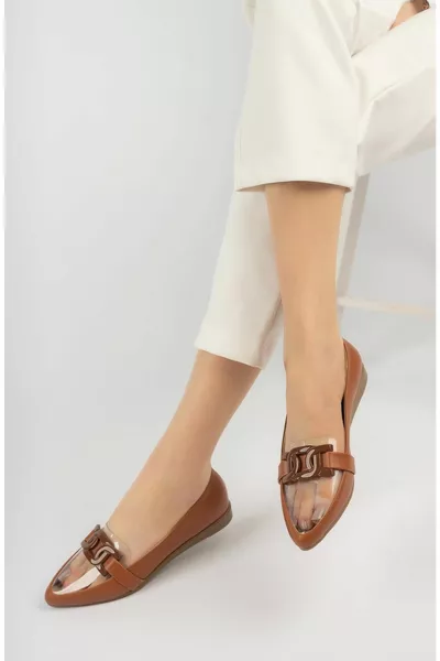 Кафяви прозрачни дамски балетки