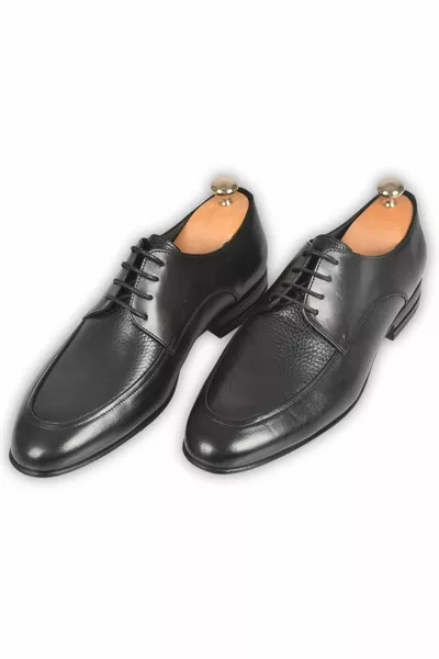 Мужская черная классическая кожаная обувь на шнуровке 