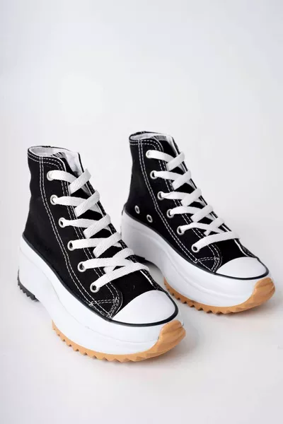 Dikke zool Lange Zwart Linnen Kindersneakers