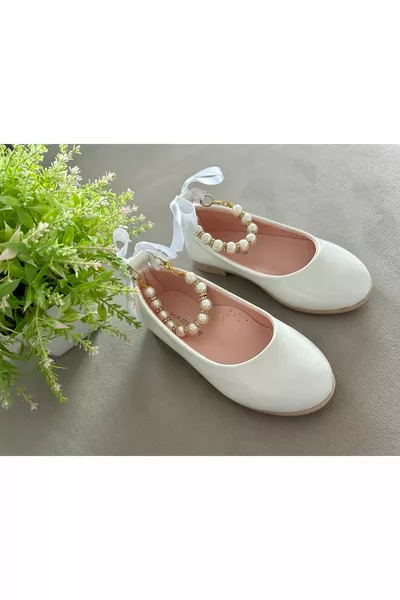 White Beaded Ballet Flats