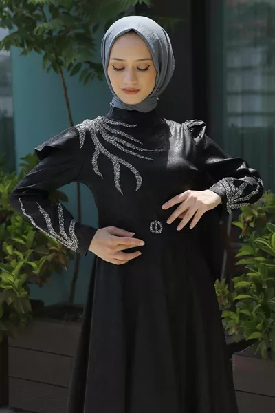 Вечернее платье с рисунком Stone Burning Черный