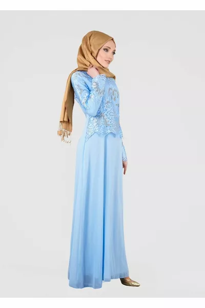 Blaues Abendkleid aus der T Fy Collection mit Stickerei und Details für Damen