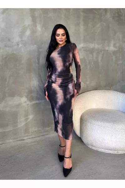 Colorful Black Tulle Detailed Stylish Dress