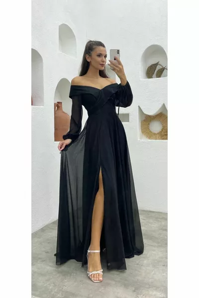 Long Belted Glitter Tulle Promise Request Wedding Engagement Evening Dress