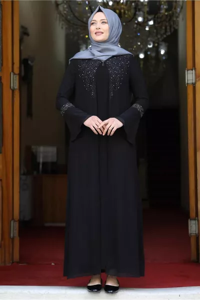 المرأة السوداء الإسبانية الأكمام الحجر مفصلة مساء اللباس T 