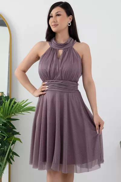  Glitzer-Tüllkleid mit C-Ausschnitt