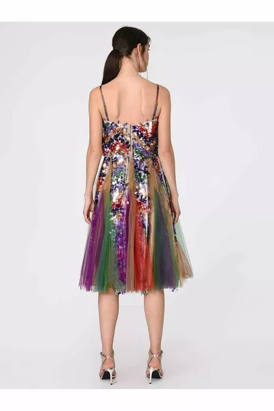 تول والترتر فستان خطوبة مفصل اللون القياسي 