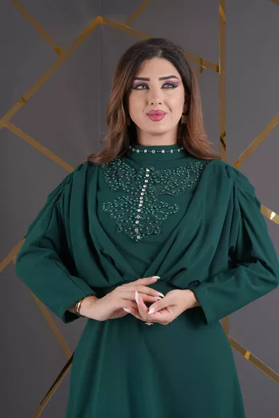 Хиджаб Scuba креп дизайн дантела перла аксесоар дълга вечерна рокля