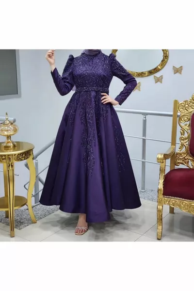  DAVANTI, SPALLA E BRACCIA CON DETTAGLI IN PIETRA MODELLO PRINCIPESSA ABITO DA SERA MIDI LUNGHEZZA ABITO DA SERA QYS  ##