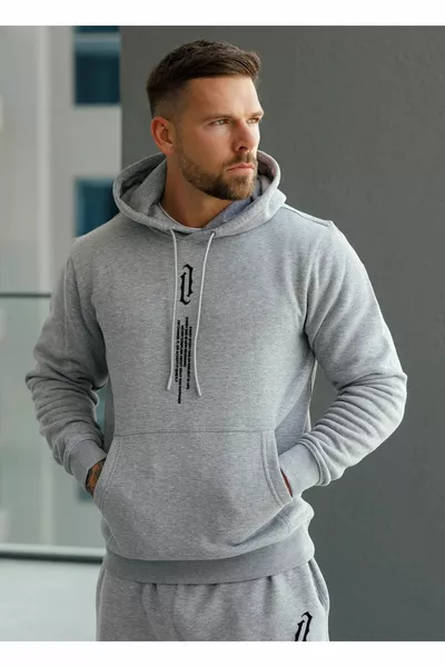 Мужской серый вертикальный комплект спортивного костюма оверсайз