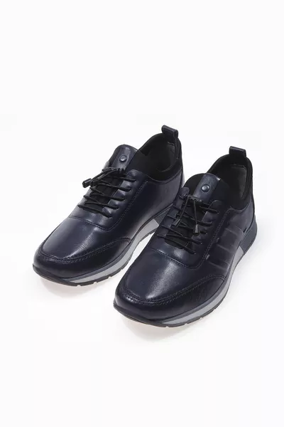 بورتو كحلي أزرق ٪ جلد طبيعي للرجال أحذية رياضية كاجوال