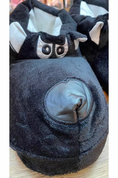 UNISEX BLACK COMFORTABLE SOFT SOLE DOG FIGURE PANDUF