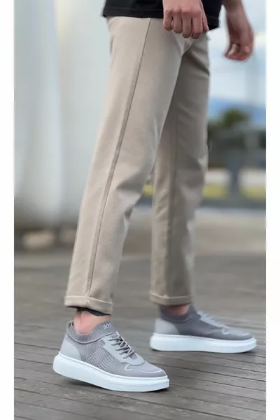 Benutzerdefinierte gestrickte Strickmode Stil graue Farbe Turnschuhe