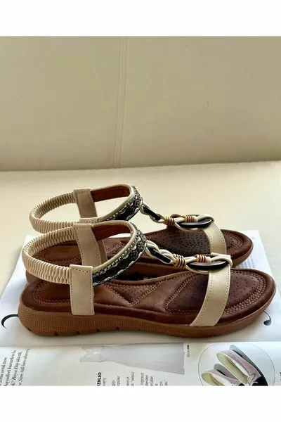 ايزفو اكسسوري صندل نسائي رقيق - بيج