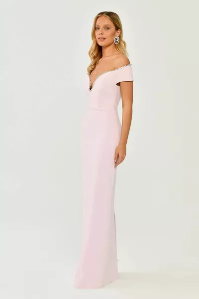 Langes Abendkleid aus Steinkrepp