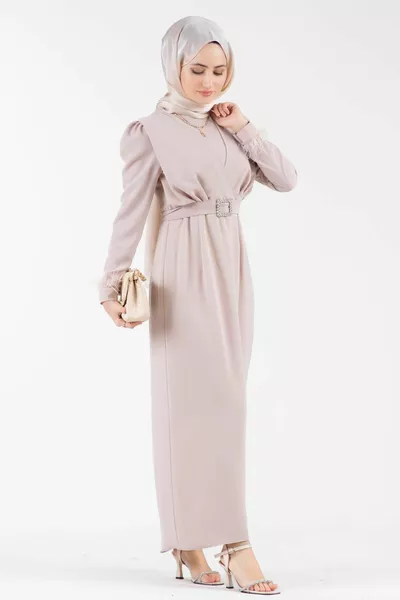 Robe de soirée détaillée Venus Arm Feather-powder