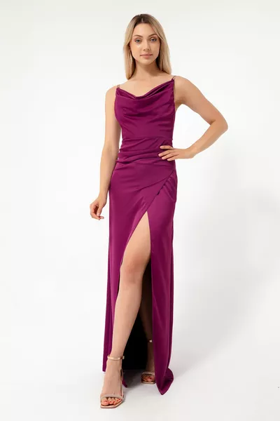 المرأة البرقوق الحجر حزام Degaje طوق الساتان مساء اللباس