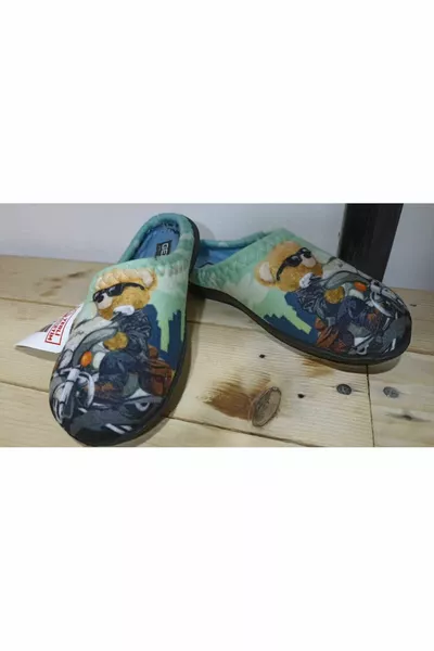 ЗИМНИЕ ХЛОПКОВЫЕ УДОБНЫЕ ДОМАШНИЕ ТАПОЧКИ ДЛЯ МАЛЬЧИКОВ С РИСУНКОМ МИШКИ