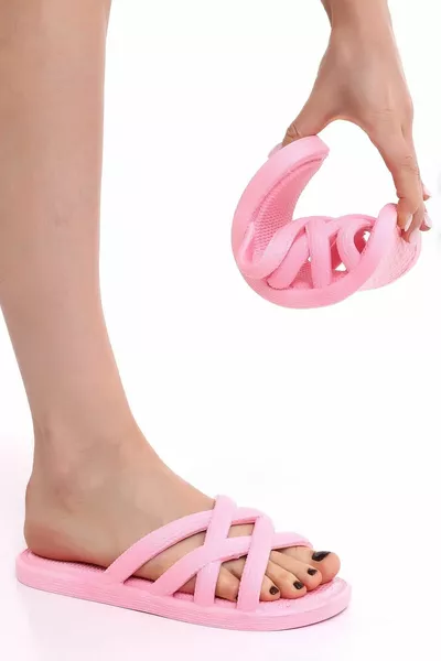 محبوك الخوص نظرة عدم الانزلاق وحيد لينة مرنة النعال شاطئ البحر بركة عارضة النعال