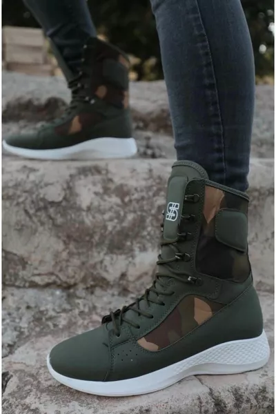  Ортопедическая подошва на шнуровке Повседневная кожа Мужские камуфляжные военные почтовые ботинки BT Khaki