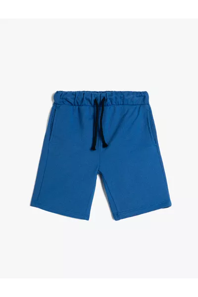 Cotton Basic Shorts with Tie Waist and Pockets