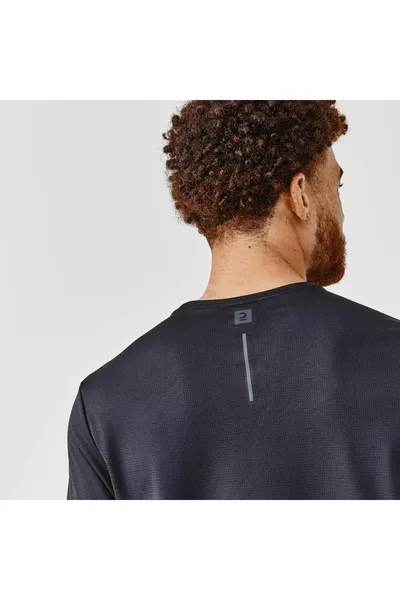 Мъжка тениска за бягане, тренировъчна и разходна тениска, бързо съхнеща, черна