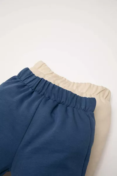 Erkek Bebek Beli Lastikli Baskılı 2'li Eşofman Altı AU