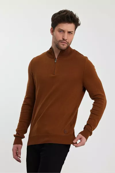 سترة صوف بياقة نصف سحاب بنمط صيد السمك ()