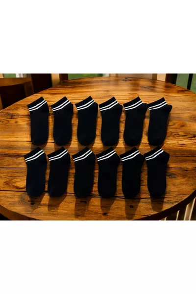-Pack Economical Black Striped Ankle Socks for Men and Women