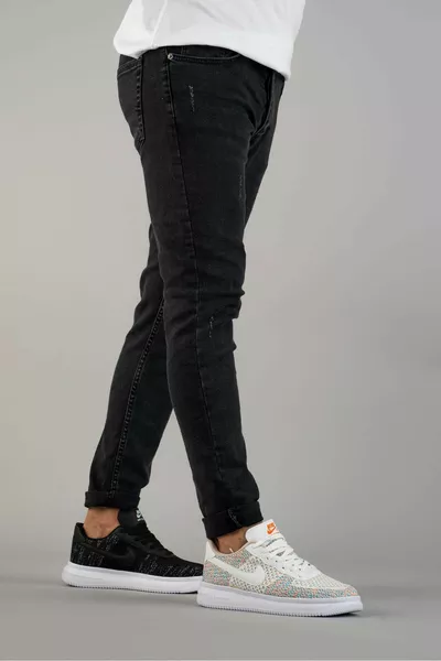 Мъжки дънки антрацитово сиво, права кройка, тясно прилепнали