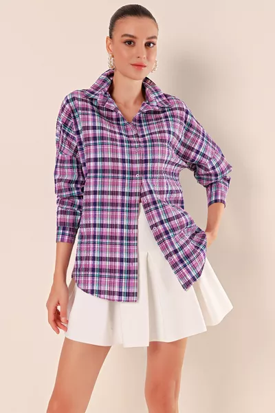 Chemise Basique Longue Oversize  Foncé