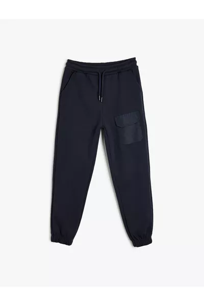 Tie-Waist Fleece-Lined Basic Jogger Sweatpants with Pocket Detail